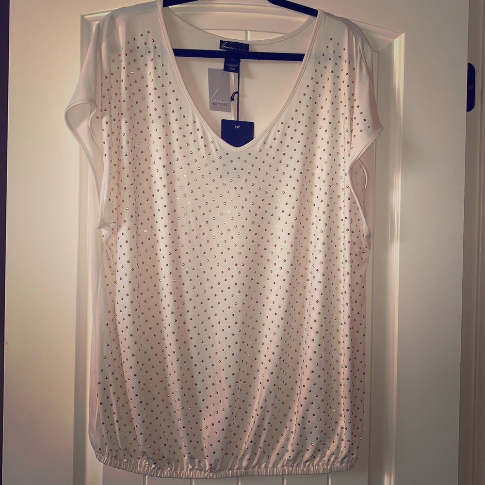 NWT Cap Sleeve Blouse with Gold grommet details